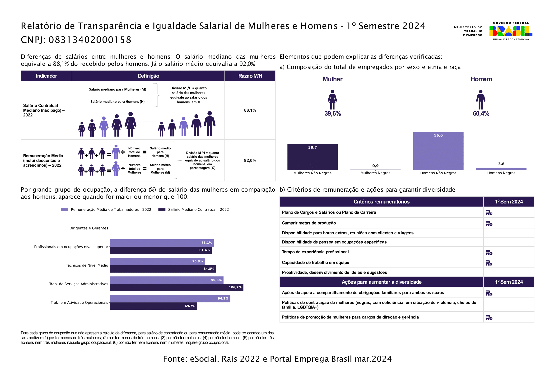 Relatrio de Transparncia e Igualdade Salarial de Mulheres e Homens - 2024 Primeiro Semestre